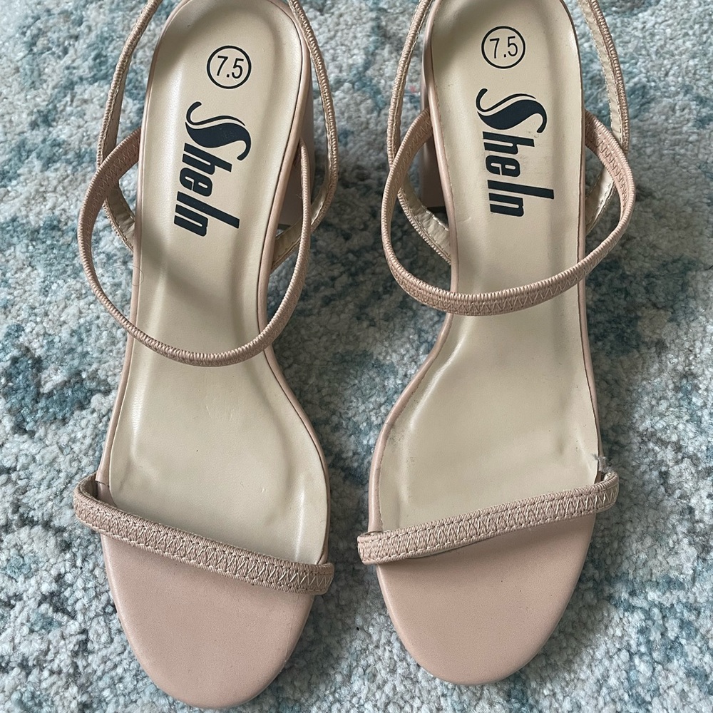 Nude Strappy Block Heel